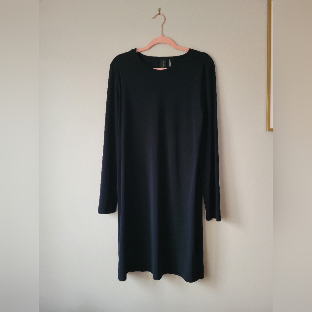 Norma Kamali Long Sleeve Crew Dress to Knee